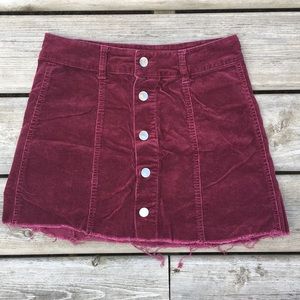 Button-up Distressed Hem Mini Skirt